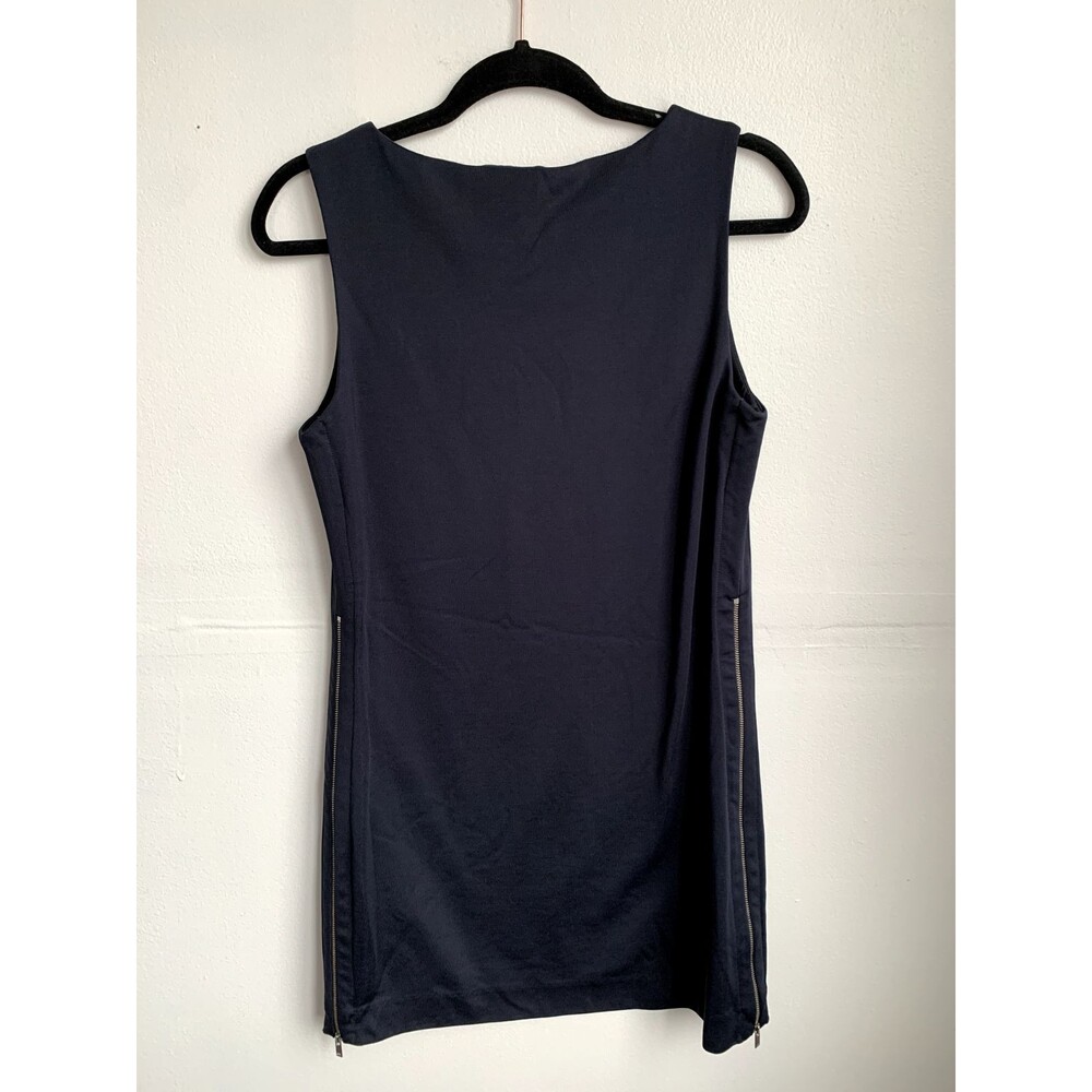 COS Navy Shift Dress Small Sleeveless Minimalist Zipper Detail Modern Workwear - Picture 3 of 10